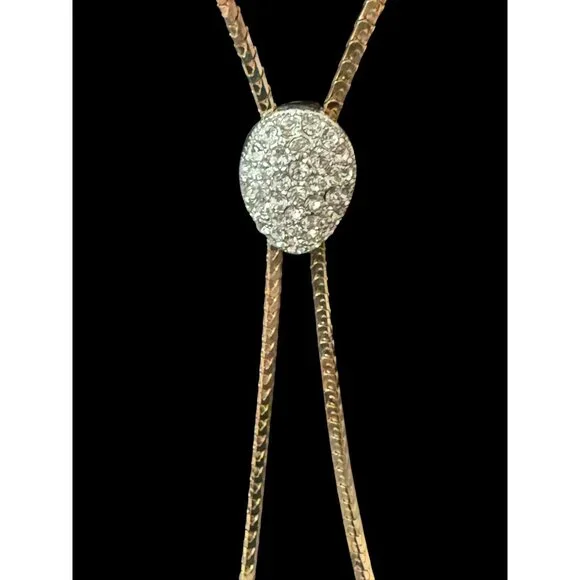 Vintage Acorn Gold-Tone Pendant Necklace & Matching Crystal Stud Earrings Set - Picture 5 of 9